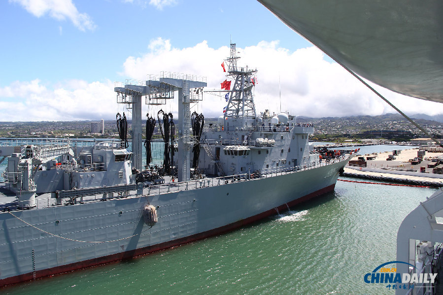 中國海軍參加“環太平洋－2014”演習艦艇編隊抵達美夏威夷珍珠港