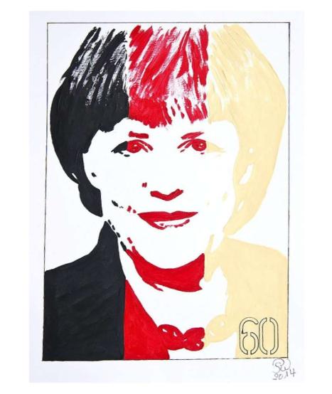 默克爾迎來60歲生日 德國民眾為其畫肖像慶祝