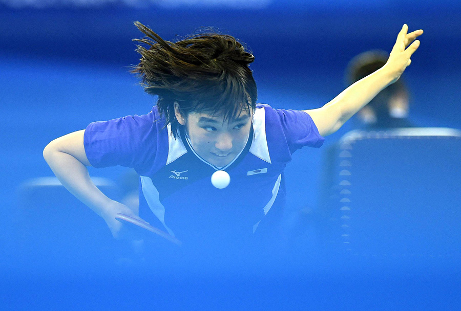 2014年8月19日，南京青奧會，乒乓球——女子單打：日本選手加藤美夕晉級四強。