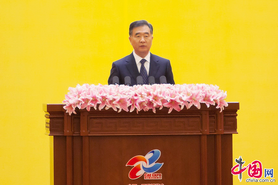 2014年9月1日，第四屆中國—亞歐博覽會在烏魯木齊正式開幕。圖為中華人民共和國國務院副總理汪洋發表主旨演講。 中國網記者 鄭亮攝影