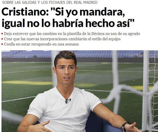 c罗炮轰皇马主席:我绝不会这样操作转会