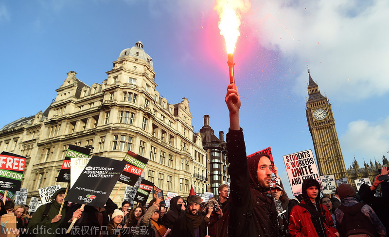英國大學生暴力示威要求免費入學