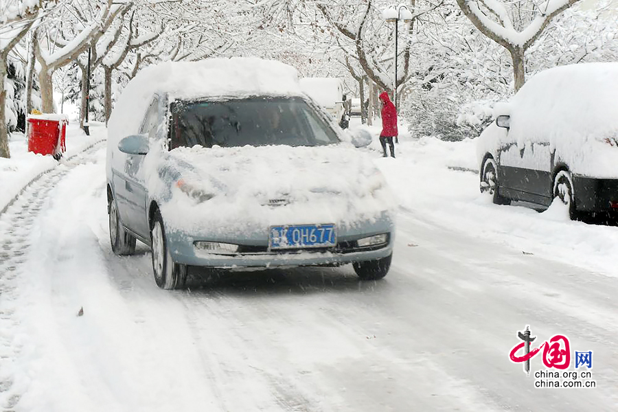 山東威海降暴雪 積雪厚度二十釐米