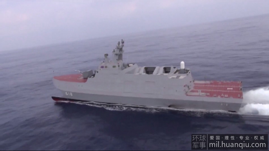 台隐身双体舰海试画面曝光 大玩蛇形机动