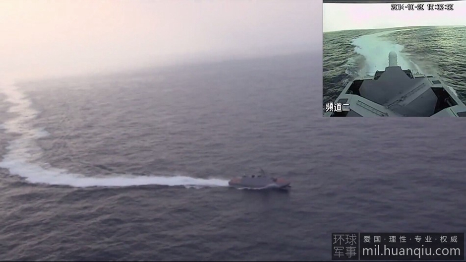 台隐身双体舰海试画面曝光 大玩蛇形机动