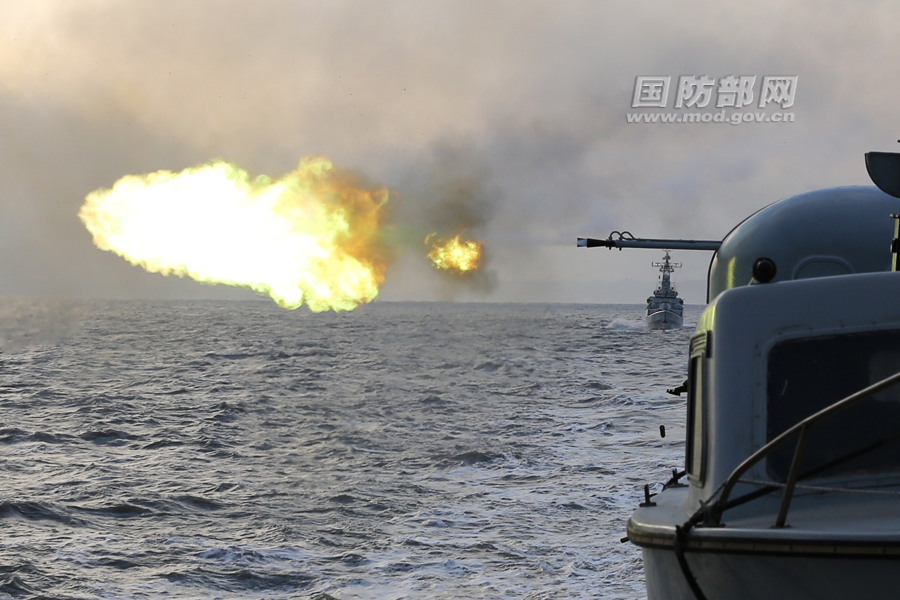 北海艦隊在黃海演習 各式武器連番開火