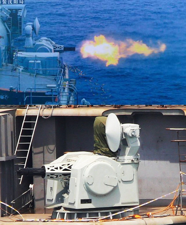 中国1130型舰炮正视照11根炮管杀气重重组图