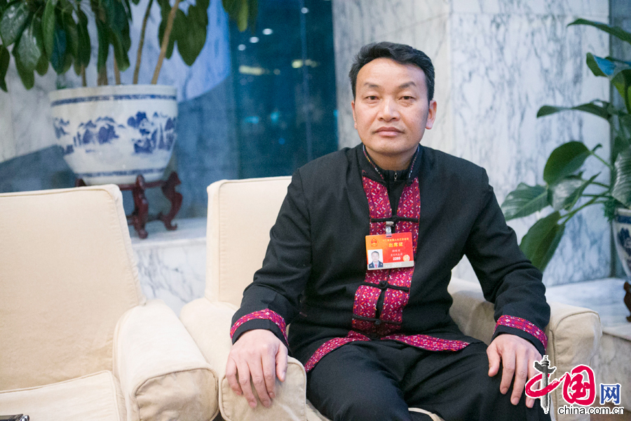 3月7日，来自贵州团的全国人大代表邰顺军接受采访。 中国网记者 董宁摄影