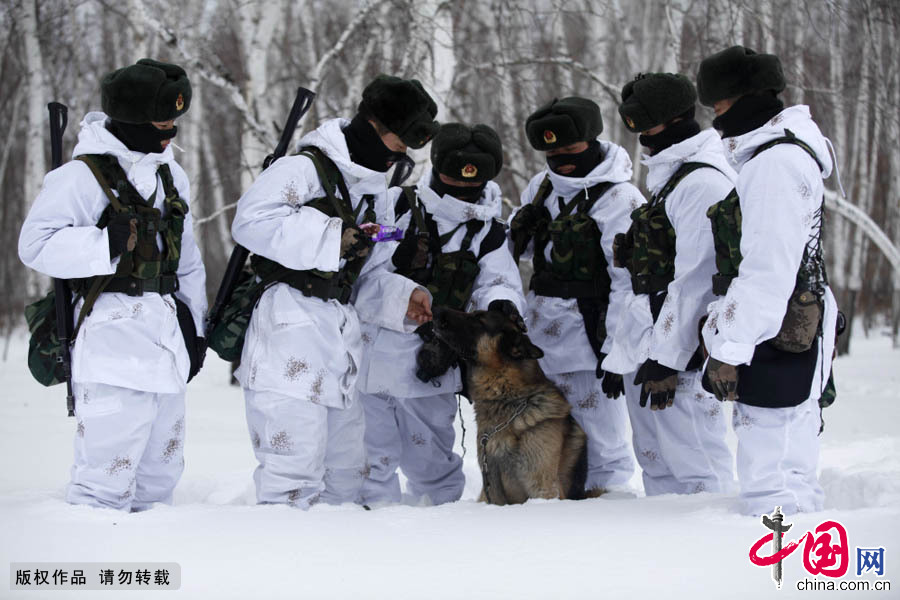 2015年3月1日，黑龍江省軍區某邊防團官兵冒著零下近20度嚴寒氣溫在極度惡劣的“大煙炮”天氣中淌著沒過膝蓋的積雪艱難跋涉巡邏在中俄邊境線上