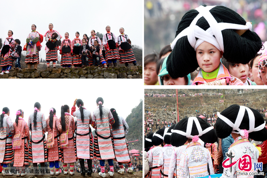 貴州六枝特區梭嘎鄉的“長角苗”服飾。中國網圖片庫 盧維攝
