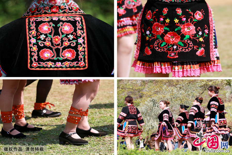 貴州省安順市汪家山村的苗族女性服飾。中國網圖片庫 盧維攝