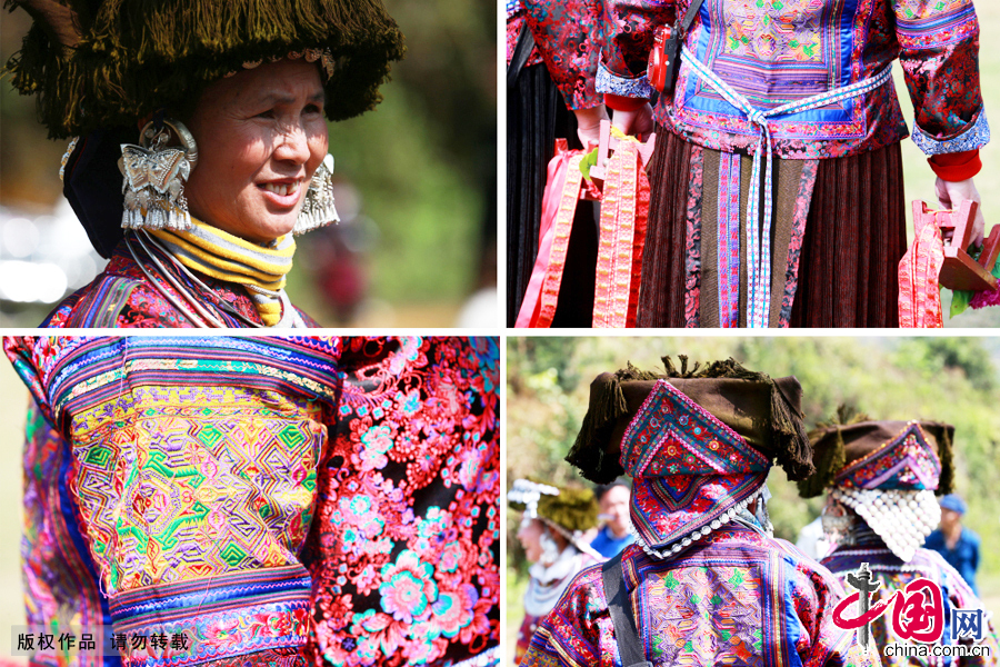  貞豐苗族女性服飾細節展示。中國網圖片庫 盧維攝