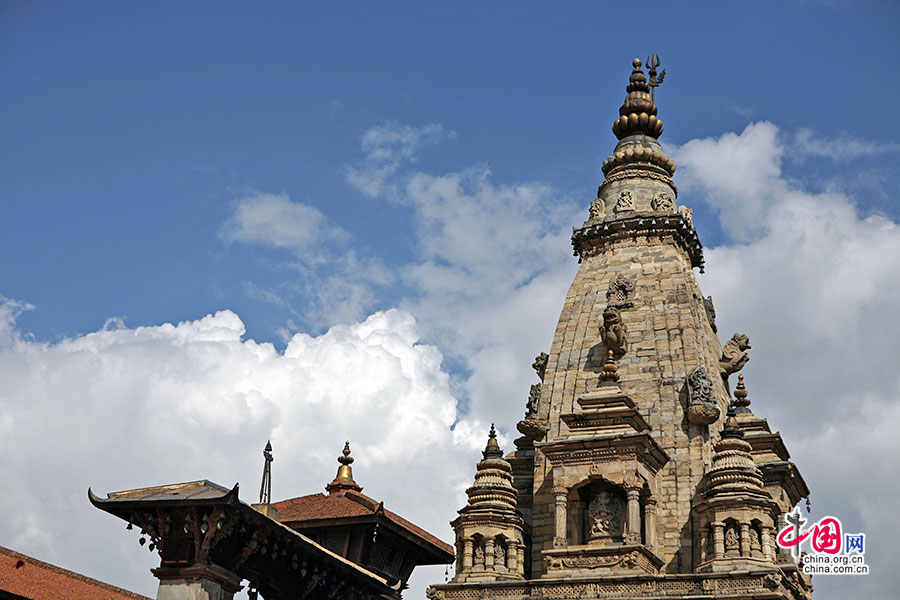 杜加女神庙的印度砖塔式造型