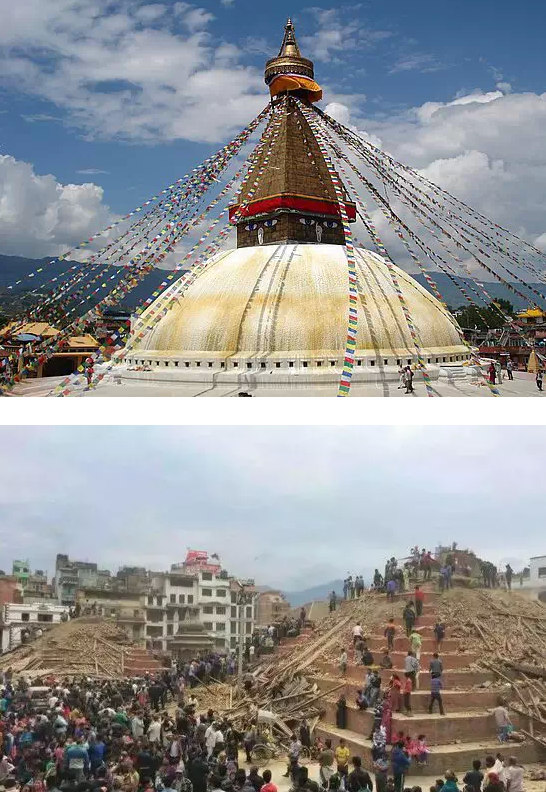 组图：尼泊尔地震前后对比 大量古迹被毁触目惊心【3】