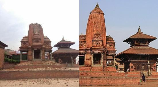 组图：尼泊尔地震前后对比 大量古迹被毁触目惊心【4】