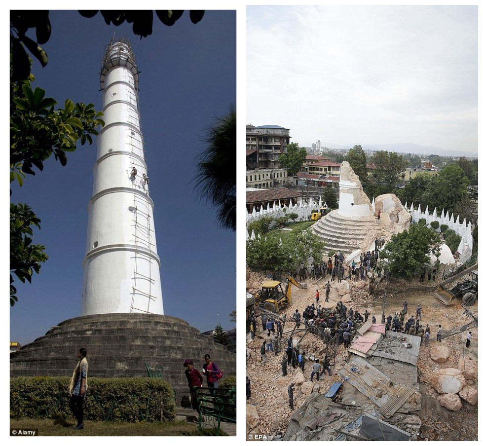 组图：尼泊尔地震前后对比 大量古迹被毁触目惊心【5】