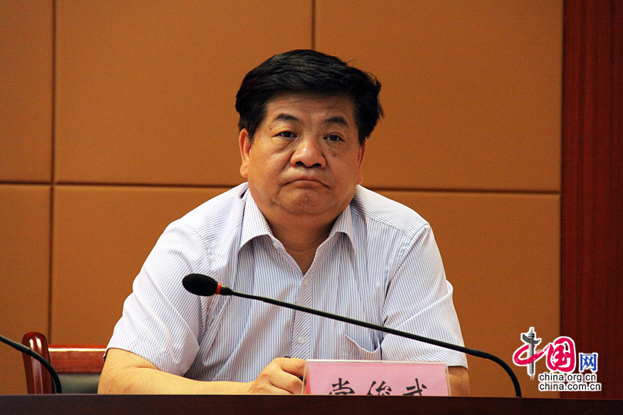 2015年7月28日，全国老龄办在京举行新闻发布会，宣布以8月1日零时为标准时点，开展第四次中国城乡老年人生活状况抽样调查。图为中国老龄科学研究中心副主任、第四次调查领导小组办公室副主任党俊武解读第四次调查问卷。 中国网记者 戴凡/摄影