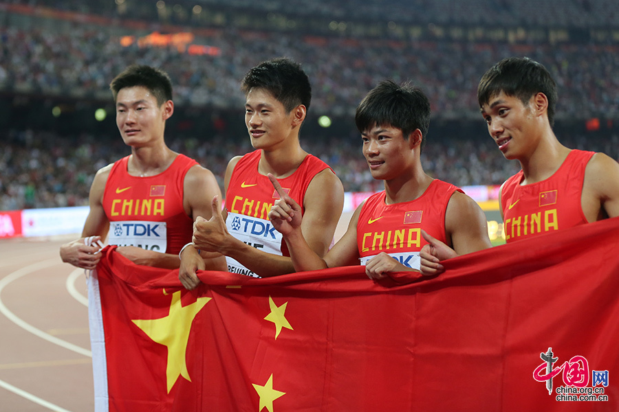 中国队夺世锦赛男子4X100米接力银牌 牙买加四连冠