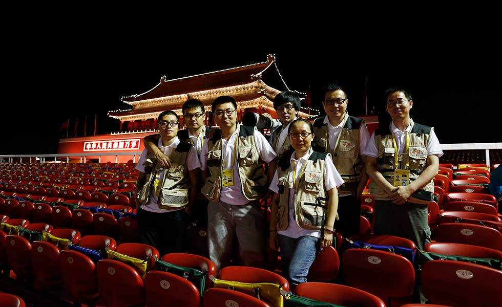 中国网团队在纪念抗战胜利70周年大会直播现场