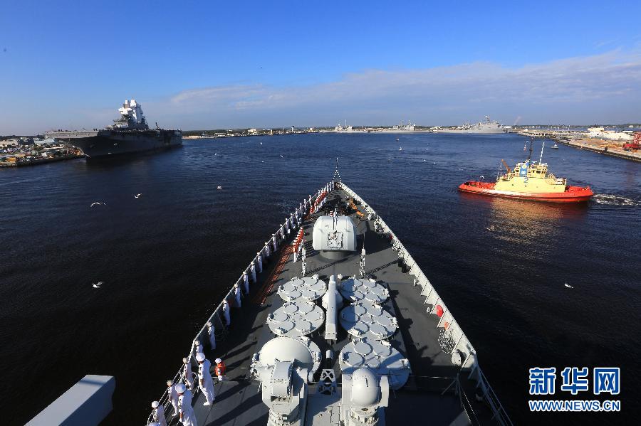 （国际）（1）中国海军152舰艇编队抵达美国访问