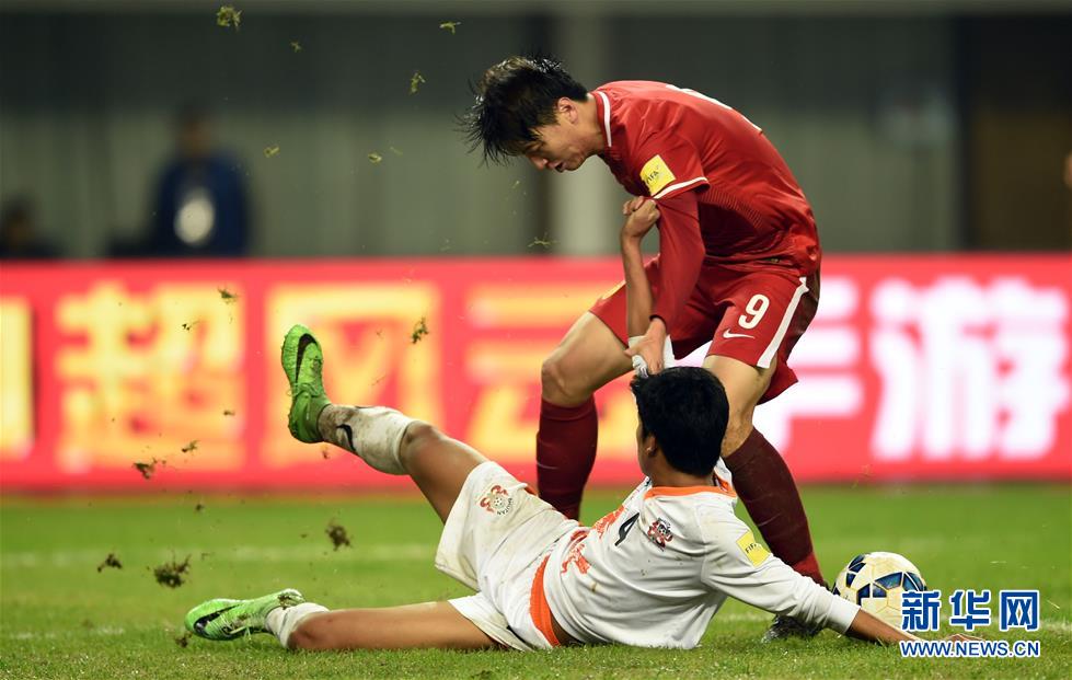 （體育）（8）足球——世預賽：中國勝不丹