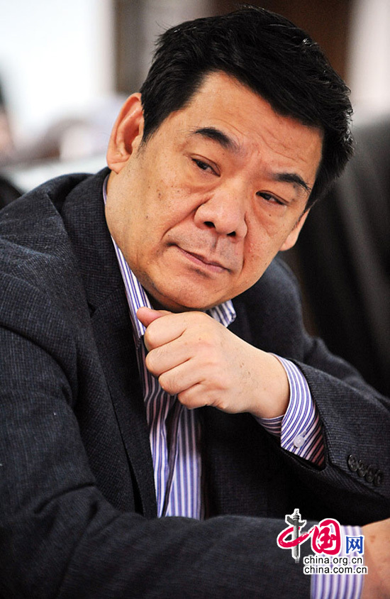 2015年11月21日，发展中国论坛在京举行“发展智库学习贯彻党的十八届五中全会精神研讨会”。图为国家行政学院社会和文化教研部副主任马庆钰教授在会议上发言。