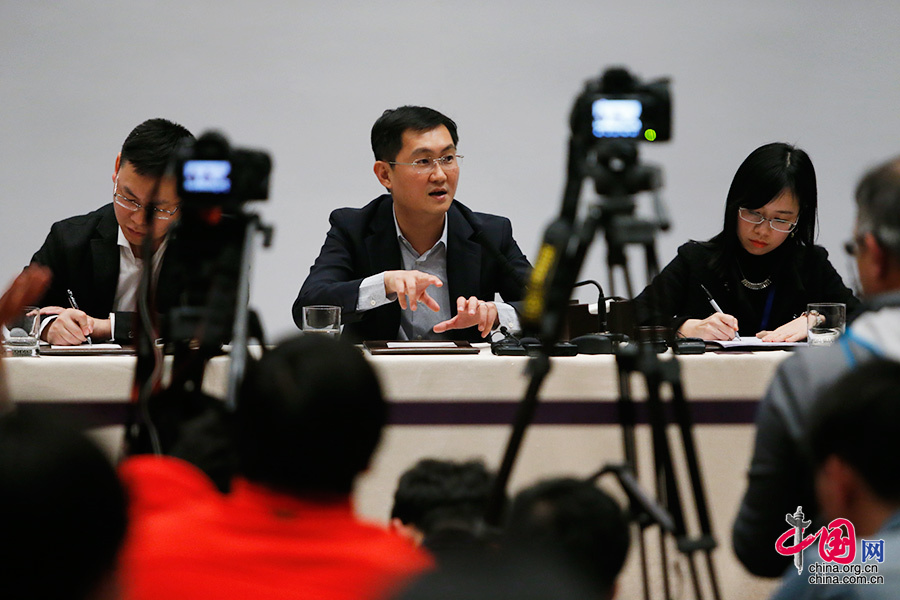 3月3日，全國人大代表、騰訊公司董事會主席兼CEO馬化騰在北京舉行媒體見面會。中國網記者 牛博 攝