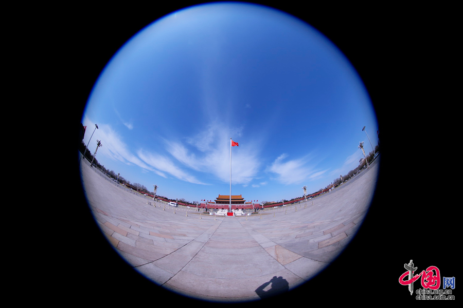 鱼眼镜头下的天安门广场。中国网 郑亮摄
