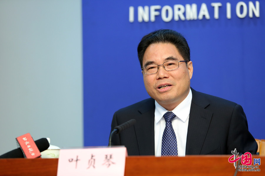 农业部办公厅主任,新闻发言人叶贞琴   中国网 杨佳 摄影