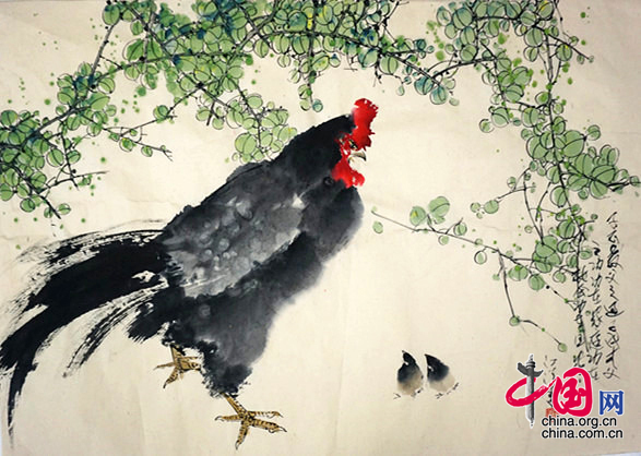 江洋作品：《教子图》