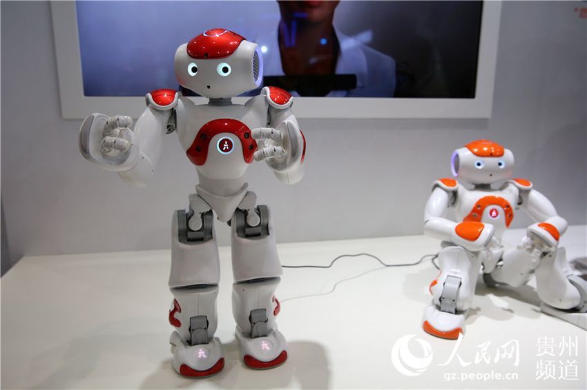 數博會上展出的小i機器人。 人民網 劉政寧 攝