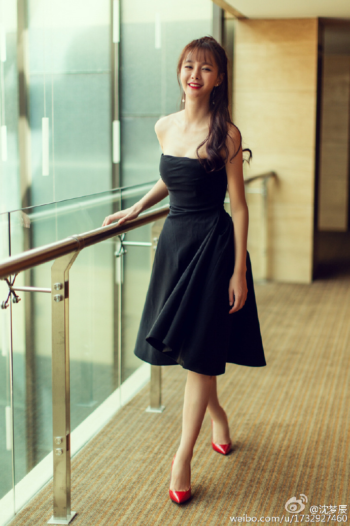 沈梦辰穿抹胸裙大秀性感风 美胸呼之欲出(图)