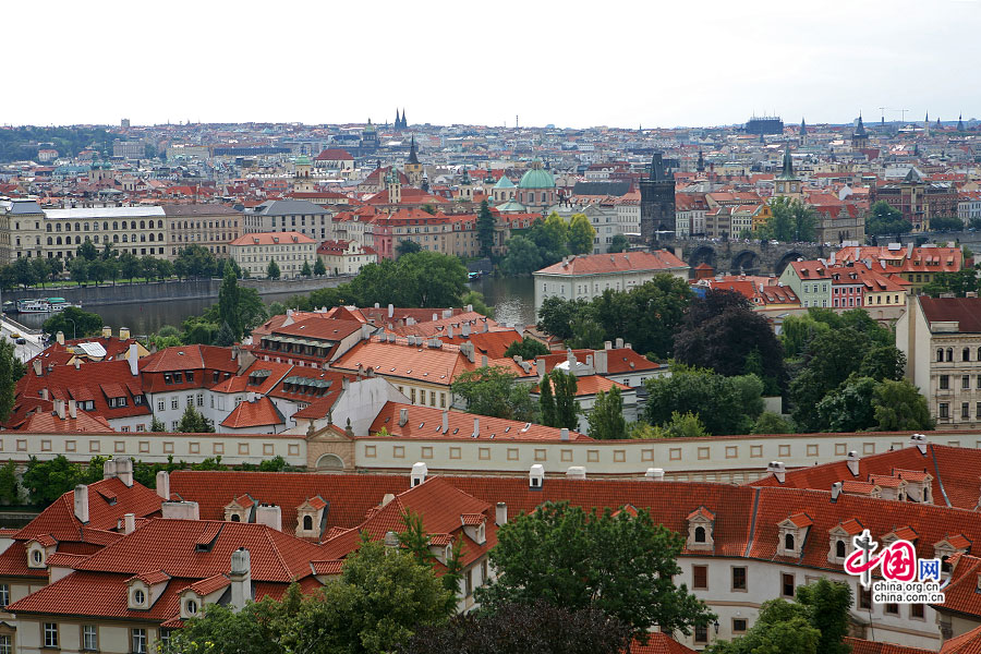 在城堡平台远眺布拉格老城