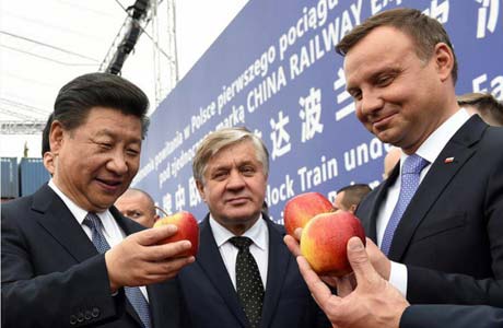 习近平与波兰总统大口品尝苹果画面（组图）
