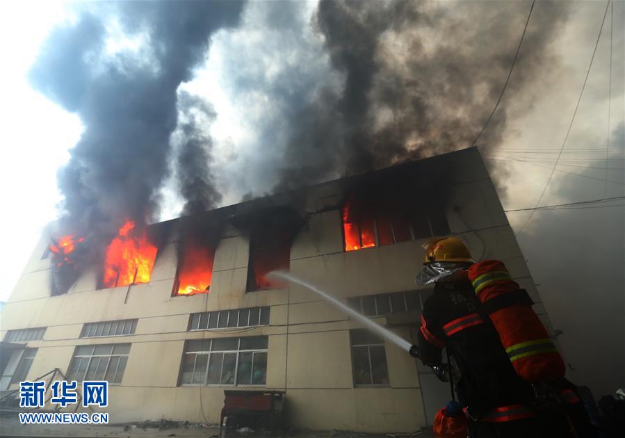 江苏扬州一毛绒玩具厂发生火灾(组图)