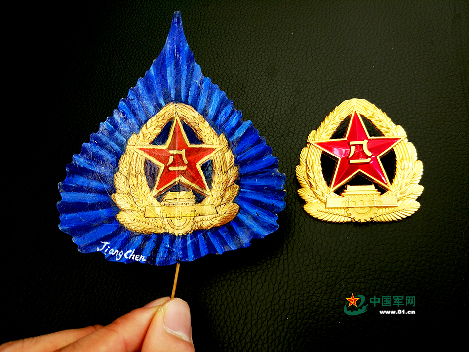 树叶绘画：军营“五福” 军人标配