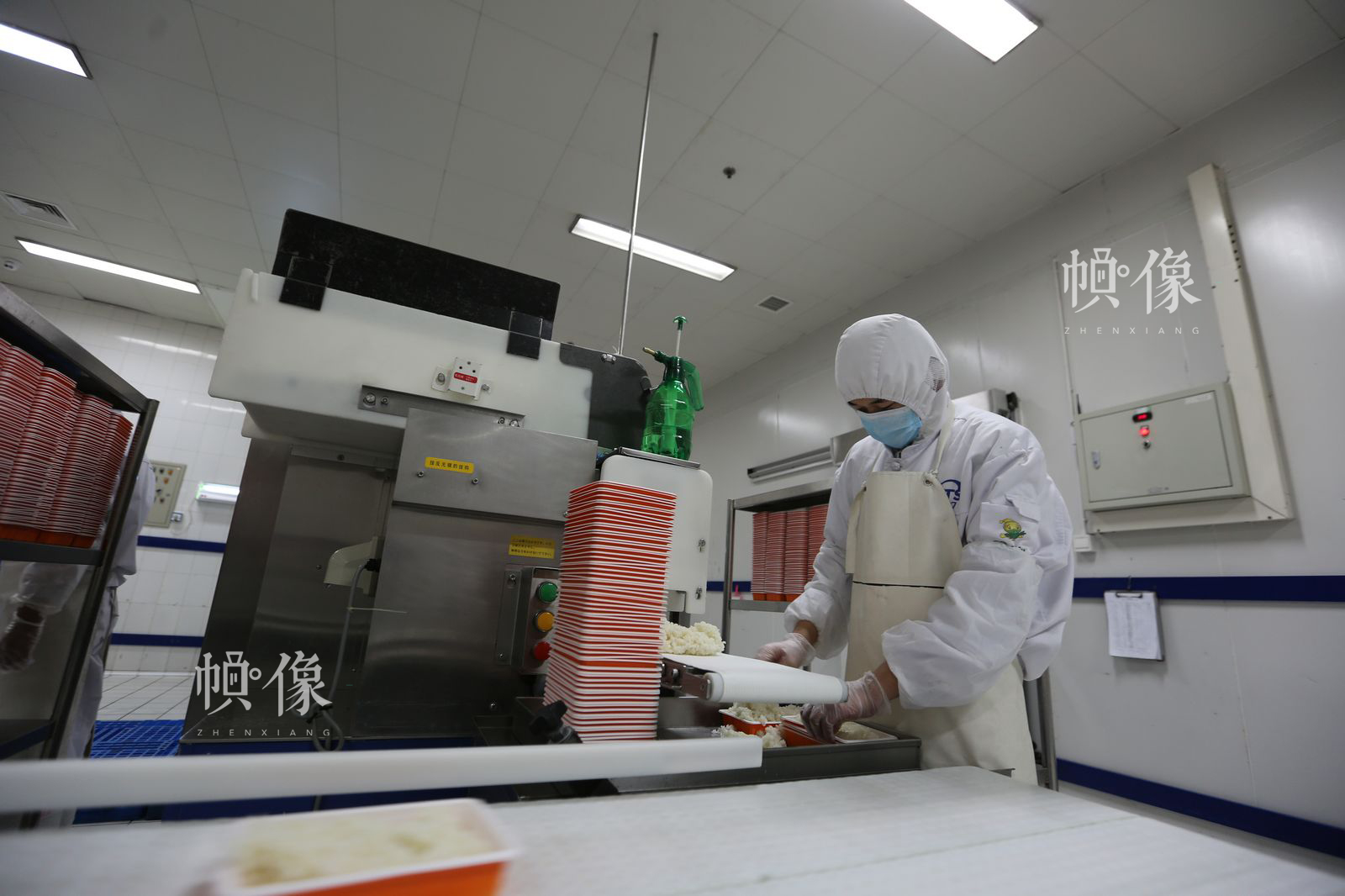 工人将蒸好的米饭装盒。中国网记者 吴闻达 摄