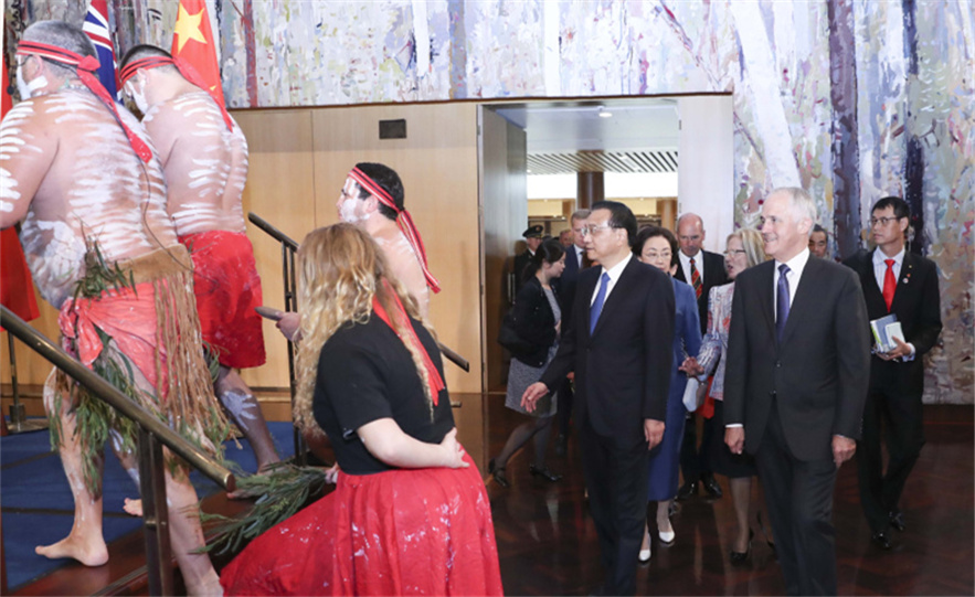 澳大利亚土著人以传统舞蹈欢迎中国总理