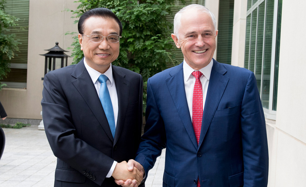 李克强同澳大利亚总理特恩布尔举行第五轮中澳总理年度会晤