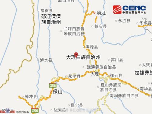 云南大理州洱源县发生3.0级地震震源深度11千米