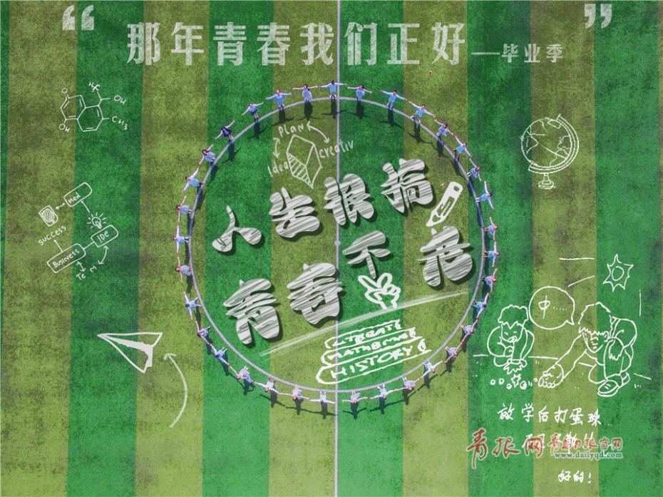 画风萌爆 青岛高校大学生航拍创意毕业照(组图)