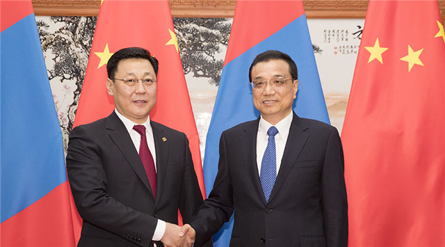 李克强会见蒙古国总理额尔登巴特