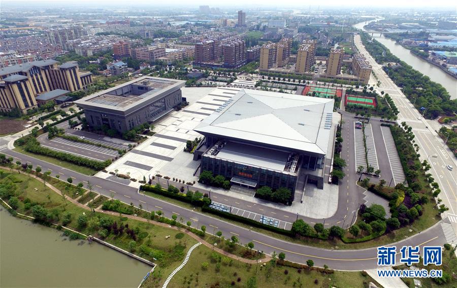 5月25日航拍的浙江省嘉善县姚庄镇的体育馆.