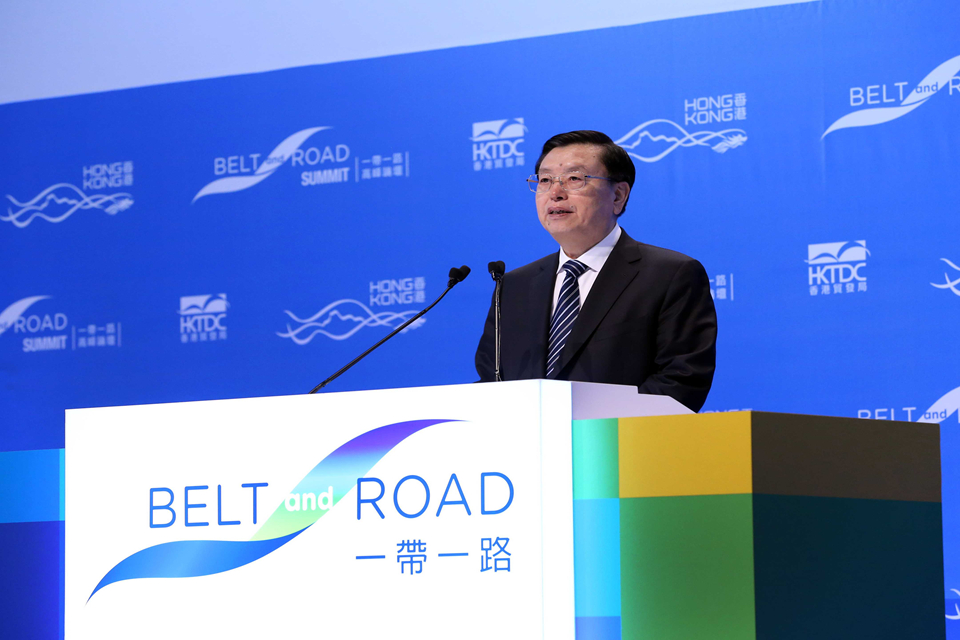 张德江在“一带一路”高峰论坛发表主旨演讲