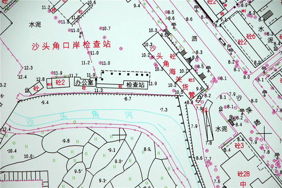 粤港陆地边界地区大比例尺地形图局部