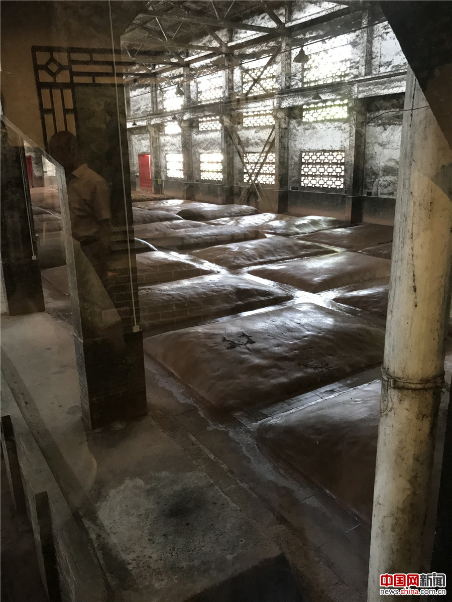 图为国酒窖池群内清代沿用至今的酒窖池。