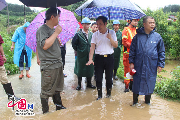 绥宁县委常委,常务副县长龙民主(右四)县教育局局长杨芳斌(左一)长铺