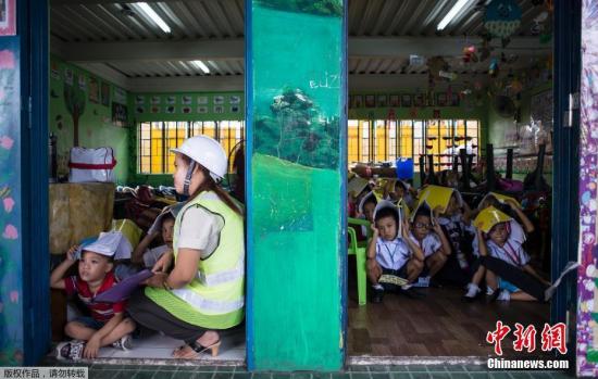 资料图片：菲律宾举行全国联合地震演习。