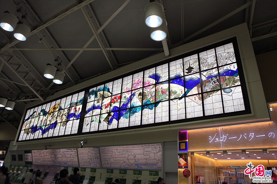 银座车站富有大和民族风格情的装饰画JPG