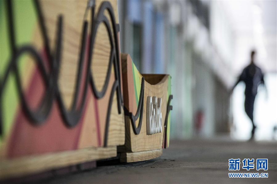 8月5日拍摄的里约射击中心内放置的里约奥运会领奖台。